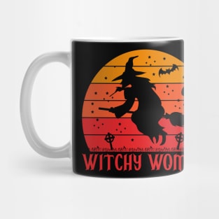 VINTAGE Flying Witch Halloween Mug